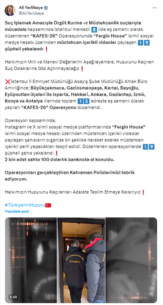 Bakan Yerlikaya duyurdu! 'Fergio House' operasyonu: Müstehcen videolar paylaşan 19 kişi yakalandı - Resim: 2