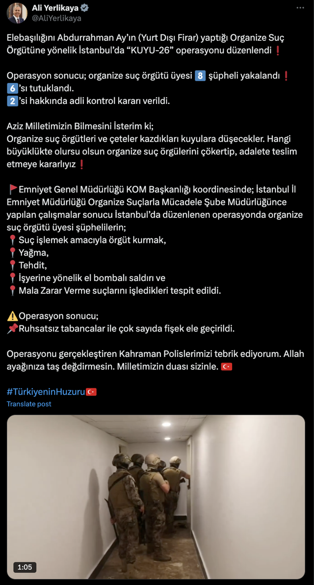 İstanbul'da "Kuyu-26" operasyonu! Bakan Yerlikaya detayları paylaştı - Resim: 0