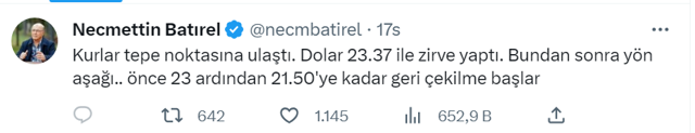 'Şakkadanak' Necmettin Batırel'den dolar yorumu! Bu saatten sonra dolar düşer mi? - Resim: 0