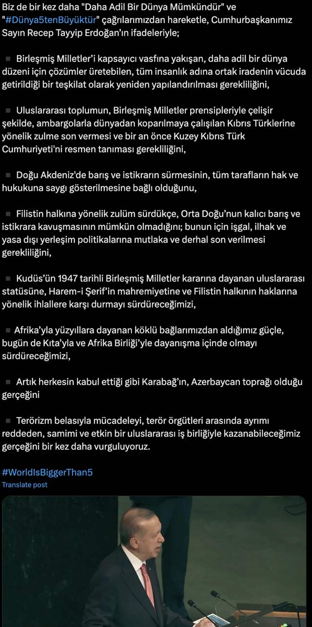 Cumhurbaşkanı Erdoğan, BM'de 'vicdanları acıtan sorunları' konuşacak! Fahrettin Altun paylaştı - Resim: 1