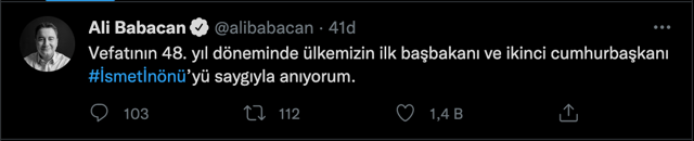 Ali Babacan'dan CHP tabanına şirin gözükme paylaşımı! Vefatının 48. yıl dönümünde İsmet İnönü'yü andı - Resim: 0