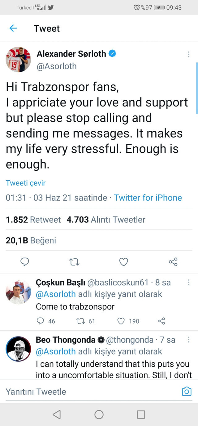 Alexander Sörloth Trabzonspor taraftarına patladı: Yeter! - Resim: 0