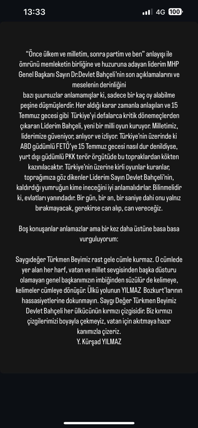 Kürşat Yılmaz'dan Bahçeli'ye destek açıklaması: "Gerekirse can alıp, can vereceğiz" - Resim: 0