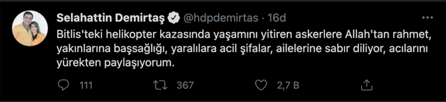 Selahattin Demirtaş 'şehit' demeden başsağlığı diledi! Acılarını yürekten paylaşıyorum - Resim: 0