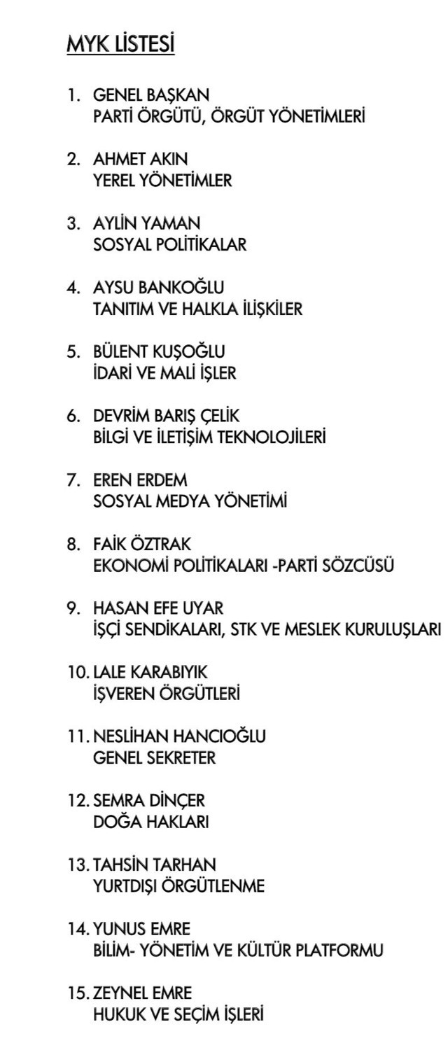 CHP'de yeni MYK belli oldu Kılıçdaroğlu'nun yeni A takımı - Resim: 0
