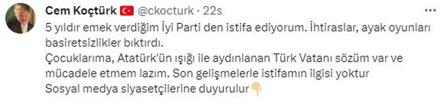İYİ Parti'de İstanbul krizi büyüyor! İl Başkan Yardımcısı Cem Koçtürk istifa etti - Resim: 0