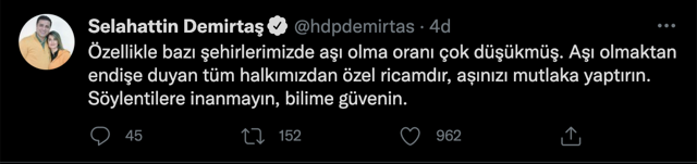 Selahattin Demirtaş'tan 'aşı olun' çağrısı geldi! Bilime güvenin... - Resim: 0