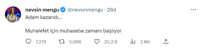 Nevşin Mengü kabullendi! 'Adam kazandı, muhalefette hesap zamanı' - Resim: 0