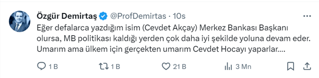 Özgür Demirtaş'ın istediği olmadı! Yeni Merkez Bankası Başkanı sonrası 'borsacılar'ı uyardı... - Resim: 0