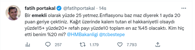 Fatih Portakal emekli maaşına gelen yüzde 25 zamma isyan etti! Size oy moy yok! - Resim: 1