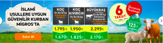 Migros kurban fiyatları 2021 küçükbaş/büyükbaş fiyat listesi - Resim: 0