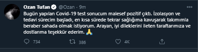 Fenerbahçe'de Ozan Tufan koronavirüse yakalandı - Resim: 0