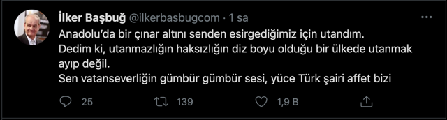 İlker Başbuğ'dan olay Nazım Hikmet paylaşımı! Yüce Türk şairi affet bizi, utandım - Resim: 0