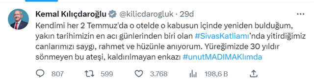 Kemal Kılıçdaroğlu, Sivas olaylarında hayatını kaybedenleri andı: 30 yıldır sönmeyen bu ateşi... - Resim: 0
