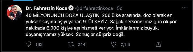 Sağlık Bakanı Fahrettin Koca açıkladı! 18 yaş üstü nüfusun yüzde 50’sinin aşısı tamam - Resim: 0