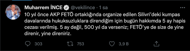 Muharrem İnce'ye hapis şoku! Bakın hakkındaki suçlama ne? - Resim: 0