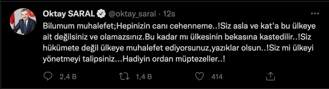 Cumhurbaşkanı Başdanışmanı Oktay Saral'dan muhalefete çok ağır sözler - Resim: 0