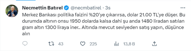 'Şakkadanak' Necmettin Batırel'den "Altın ve dolarınızı satın çünkü düşecek' tavsiyesi... - Resim: 0