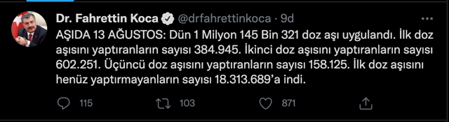 Sağlık Bakanı Fahrettin Koca açıkladı! 18 milyon 313 bin kişi hala aşı yaptırmadı - Resim: 0