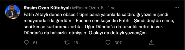 Rasim Ozan Kütahyalı ile Fatih Altaylı' birbirine girdi! 'Sen kaşındın, şimdi düştün elime...' - Resim: 0