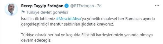 Cumhurbaşkanı Erdoğan'dan Mescid-i Aksa saldırısına kınama! - Resim: 0