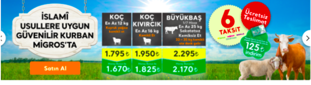 Migros kurbanlık fiyatları 2019 yılı dana hisse fiyatı ve koç kaç lira oldu? - Resim: 0