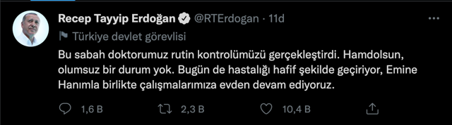 Koronaya yakalanan Cumhurbaşkanı Erdoğan'dan sağlık durumuyla ilgili yeni açıklama - Resim: 0