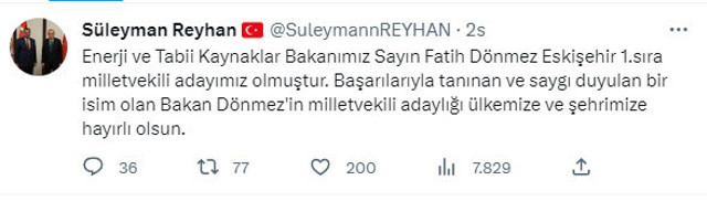Enerji Bakanı Fatih Dönmez Eskişehir'den milletvekili adayı oldu - Resim: 0