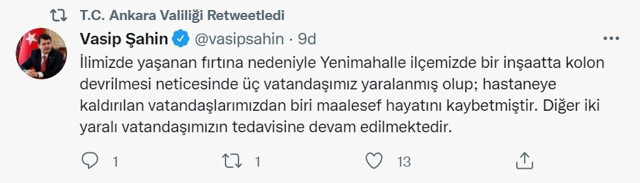 Ankara Valisi Şahin duyurdu: Şiddetli fırtına can aldı: 1 ölü, 2 yaralı - Resim: 0