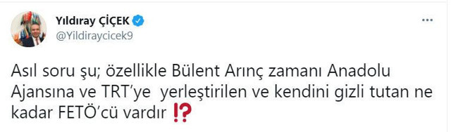 Bahçeli'nin danışmanı Yıldıray Çiçek'ten Bülent Arınç'a sert sözler! - Resim: 0