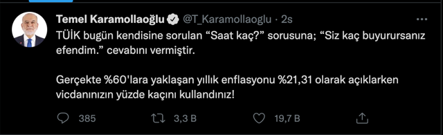 Temel Karamollaoğlu'ndan TÜİK'e tepki! 'Vicdanınızın yüzde kaçını kullandınız!' - Resim: 0