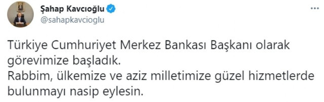 Son dakika Merkez Bankası' yeni başkanı Şahap Kavcıoğlu'ndan ilk açıklama - Resim: 0