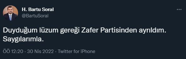 Ümit Özdağ'ın Zafer Partisi'nde istifa depremi! 3 ay bile kalamadan istifa etti - Resim: 0