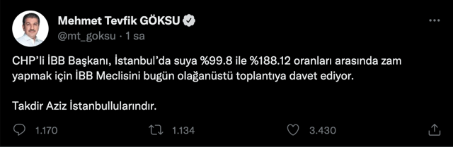 İstanbul'da suya yüzde 182 zam geliyor! AK Partili Tevfik Göksu duyurdu... - Resim: 0