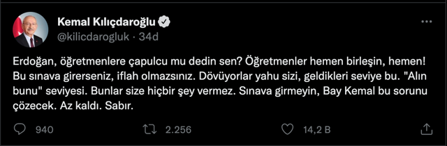 Kemal Kılıçdaroğlu'dan Erdoğan'ın 'çapulcu' sözlerine cevap! Öğretmenler o sınava girmeyin - Resim: 0