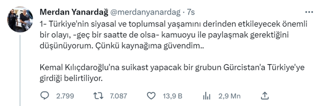 Merdan Yanardağ'dan gece yarısı provokasyon paylaşımı! 'Kemal Kılıçdaroğlu'na suikast timi...' - Resim: 0