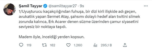 Şamil Tayyar, MHP'li vekil Sermet Atay'ıa yönelik uyuşturucu ve fuhuş suçlamalarını sildi! MHP'nin tweetleri duruyor - Resim: 0