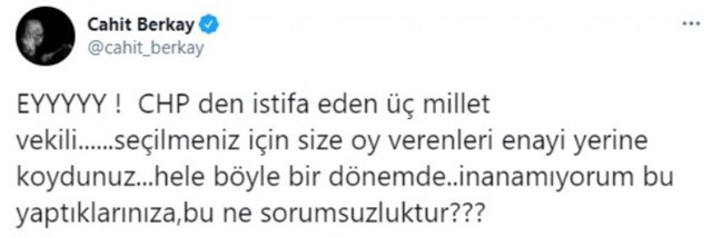 CHP'li müzisyen Cahit Berkay'dan istifa eden 3 vekile sert sözler: Enayi yerine koydunuz - Resim: 0