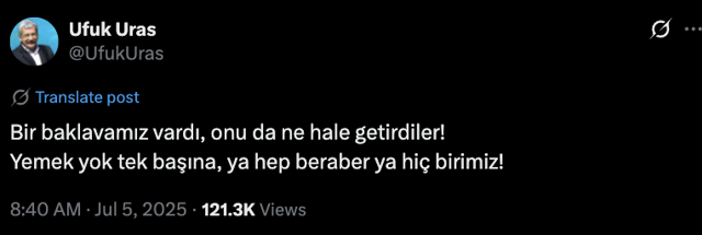 Ufuk Uras'tan CHP'nin sloganına gönderme: "Yemek yok tek başına, ya hep beraber ya hiç birimiz" - Resim: 0