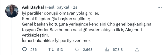Meral Akşener'in sonu Önder Sav gibi olacak! Aslı Baykal'dan İYİ Parti'ye uyarılar! - Resim: 0