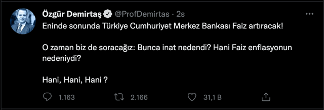 Özgür Demirtaş iddiası! Merkez Bankası faiz artıracak ama!.. KYK faizleri silindi enflasyon boğacak - Resim: 0