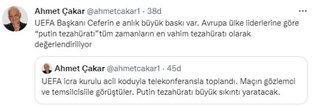 Ahmet Çakar'dan Putin tezahüratı açıklaması! UEFA "acil" koduyla toplandı - Resim: 0