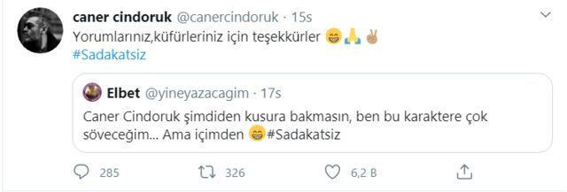 Caner Cindoruk Kanal D Sadakatsiz dizisi için gelen küfürlere teşekkür etti - Resim: 3