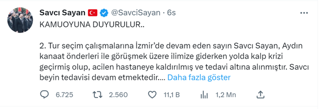 Savcı Sayan kalp krizi geçirdi! İkinci tur oylama için Aydın'a giderken yolda... - Resim: 0