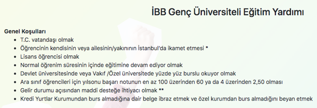 ibb yardım bursu şartları