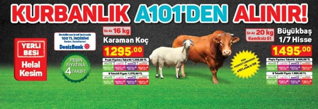 A101 kurbanlık fiyatları 2020 büyükbaş hisse kaç para? - Resim: 0