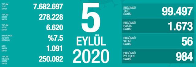 Türkiye'deki koronavirüs vaka ve ölü sayısında son durum (6 Eylül Pazar) - Resim: 1