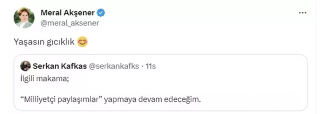 ‘Yaşasın gıcıklık’ dedi paylaştı! Meral Akşener'in çıkışı olay oldu - Resim: 0