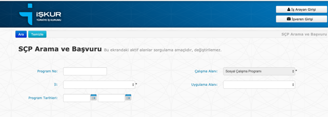 Sosyal çalışma programı  sayfası TC işe giriş - Resim: 0