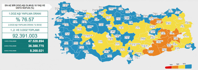 Sağlık Bakanı Fahrettin Koca aşılamada sarı ve mavi kategoriye geçen 3 ili açıkladı - Resim: 1